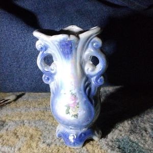 Vintage Iridescent Small Hand Painted Rose Print Vase